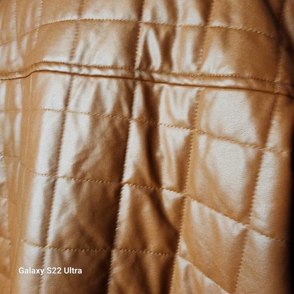 Sam Edelman NWOT XL Cognac Brown Faux zlesther Womans Quilted Pattern Jacket - Picture 5 of 11